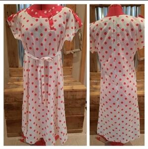 Vtg 60s day Dress M-L red polkadot Lucy